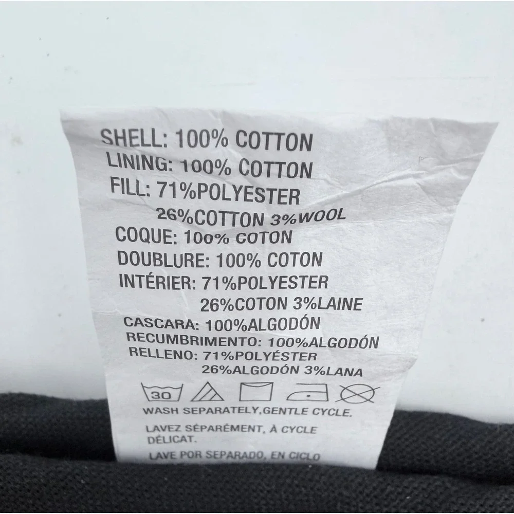 Crate & Barrel‎ Double Oven Mitt Black Silicone Grip Quilted Cotton